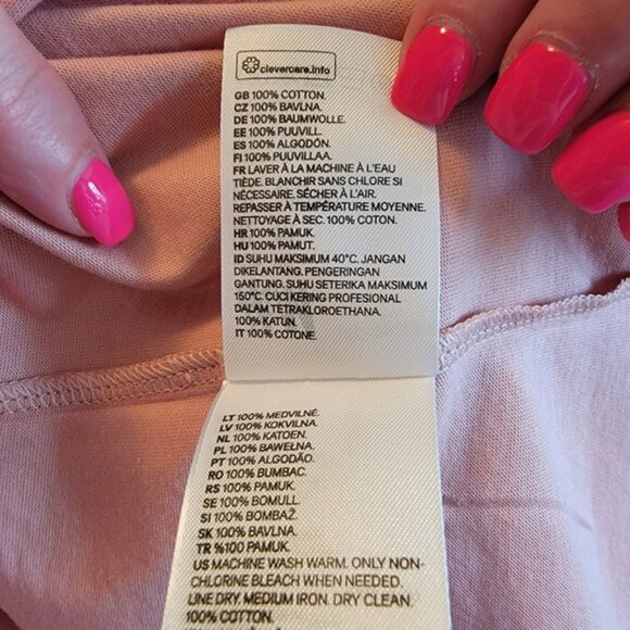 Salmon Pink and White Divided H&amp;M Women's " Love"  T-Shirt - Picture 7 of 7